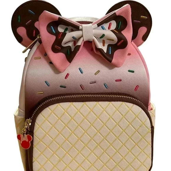 Loungefly Minnie Mouse Ice Cream Neapolitan Mini Backpack, NWT